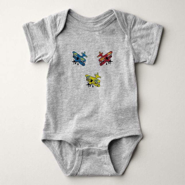 Body Para Bebê Roupa de bebê, roupa, uma peça, Aviões (Frente)
