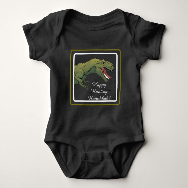 Body Para Bebê Roupa de Bebê T-Rex Dinossauro Hanukkah Unisex (Frente)
