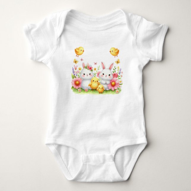 Body Para Bebê Roupa de Bebê T-Shirt-Pastel Primavera (Frente)