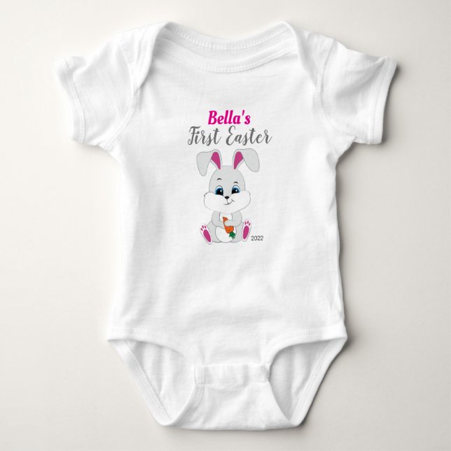 Body Para Bebê Roupa de páscoa com coelho bonito para bebê (Frente)