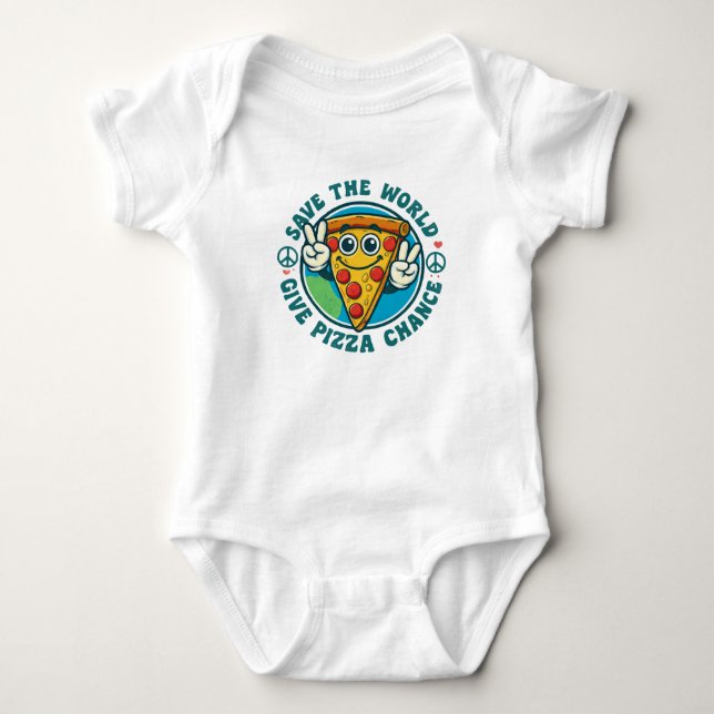 Body Para Bebê Roupa de Pizza Divertida e Pacífica para Meninos e (Frente)