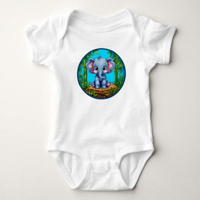 Body Para Bebê 🐘 Roupa de Presente de Bebê Elefante Fofo ✨ (Frente)