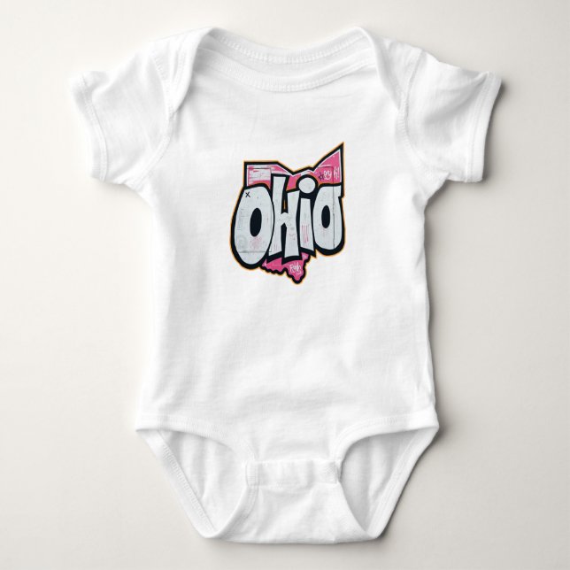Body Para Bebê roupa de roupa de grafite do estado de Ohio (Frente)