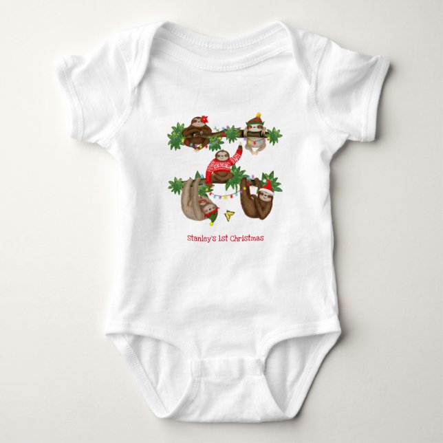 Body Para Bebê Roupa personalizada de natal de 1rua de bebê moren (Frente)