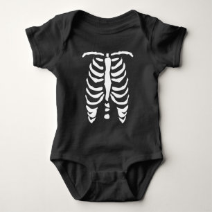 Body Para Bebê Roupa preta de gaiola preta do esqueleto de Hallow