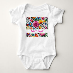 Body Para Bebê Roupas De Bebê De Flores Mexicanas