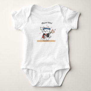 Body Para Bebê Roupas de Bebê Gato Tocado Guitarra Música Engraça