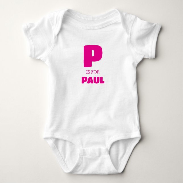 Body Para Bebê Roupas de Bebê Letra P, Body Bebê Nome  (Frente)
