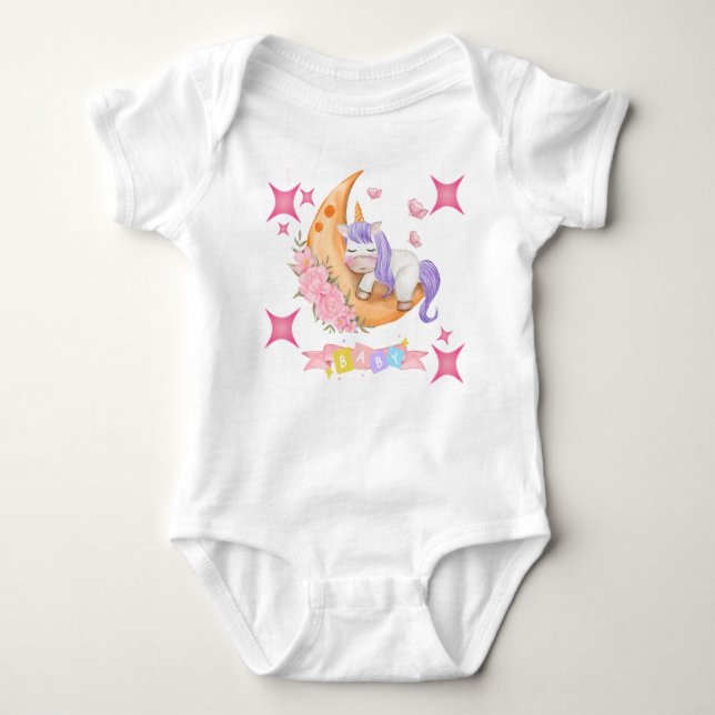 Body Para Bebê Roupas de bebê Unicorn (Frente)