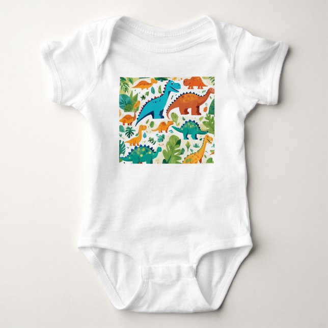 Body Para Bebê Roupas De Caracteres Dinossauros (Frente)