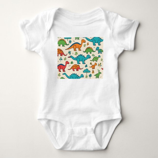 Body Para Bebê Roupas De Caracteres Dinossauros (Frente)