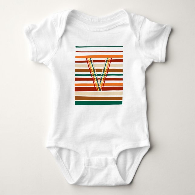 Body Para Bebê Roupas de Verão Retrô Listradas para Mulheres e Cr (Frente)