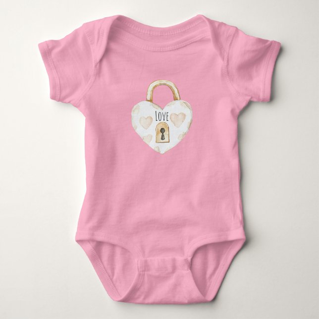 Body Para Bebê Rubor de Coração Trava Creme (Frente)