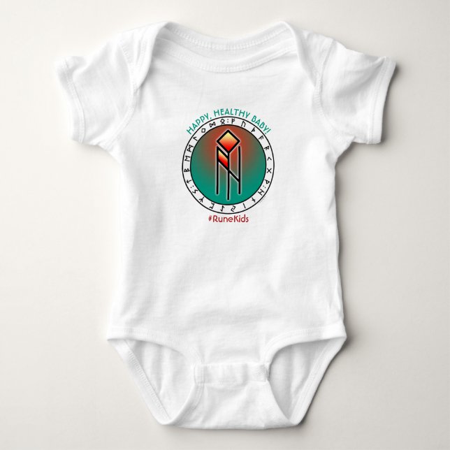 Body Para Bebê #RuneKids Bebê Feliz e Saudável  (Frente)