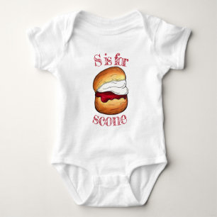 Body Para Bebê S é para Scone Clotted Cream Jam UK British Comida