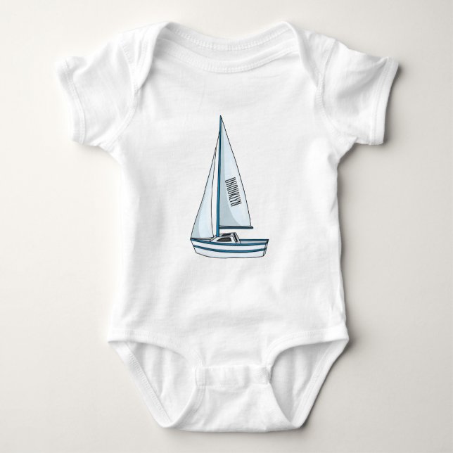 Body Para Bebê Sailboat cartoon illustration (Frente)