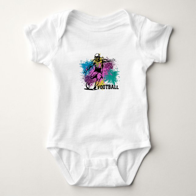 Body Para Bebê Salpicos de Cores de Futebol Americano Grunge (Frente)