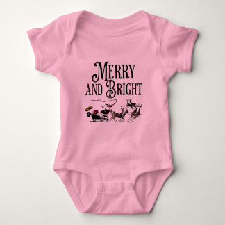 Body Para Bebê Santa and Reindeer Merry and Bright Baby Bodysuit/