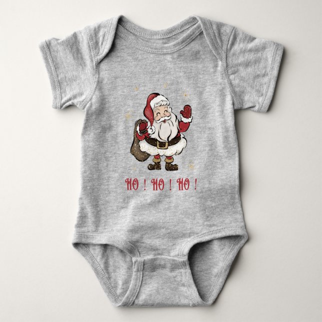 Body Para Bebê Santa Claus Cinza Bebê Roupa (Frente)