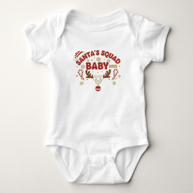 Body Para Bebê Santa’s Squad – Baby 2025 | Cute Christmas Baby (Frente)