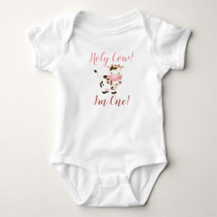 Body Para Bebê Santa Vaca! Sou um! primeiro aniversario.