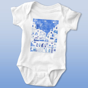 Body Para Bebê Santorini - Ilhas Aquarela Gregas