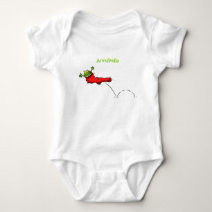 Body Para Bebê Sapo bonito em um desenho de salto em meia vermelh