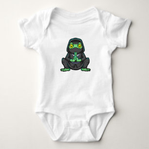 Body Para Bebê Sapo como Ninja em preto