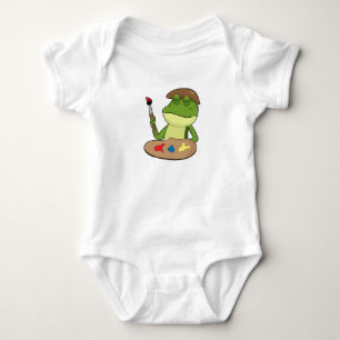 Body Para Bebê Sapo como Pintor com Pincel e Pintura