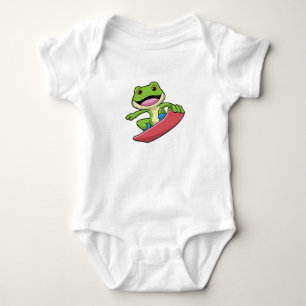 Body Para Bebê Sapo como Snowboarder com Snowboard