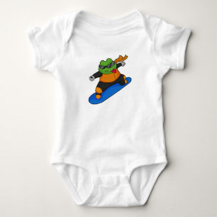 Body Para Bebê Sapo como Snowobarder com Snowboard