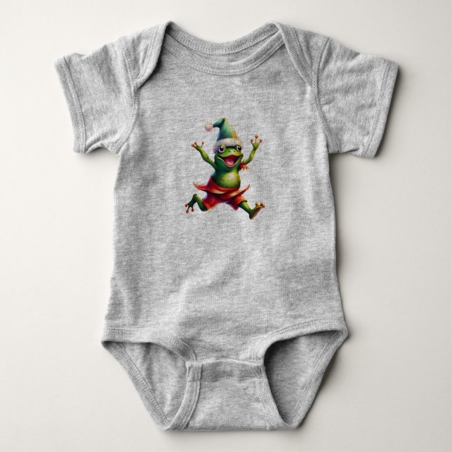 Body Para Bebê Sapo Natal 1, sapo, Natal, sapo para dança (Frente)