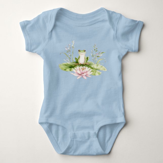 Body Para Bebê Sapo Verde Aquarela  (Frente)