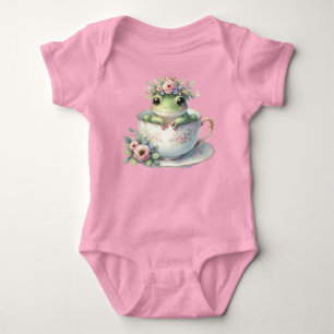 Body Para Bebê Sapo Whimsical em Floral Teacup