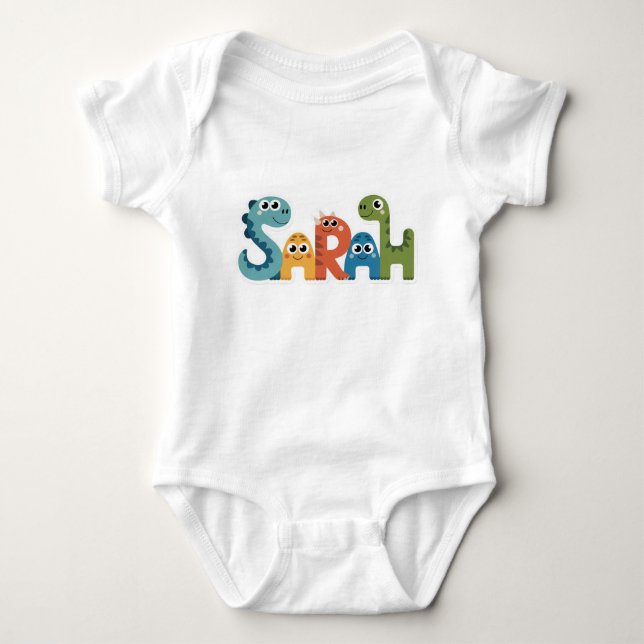 Body Para Bebê Sarah Personalizou o bebê dinossauro (Frente)