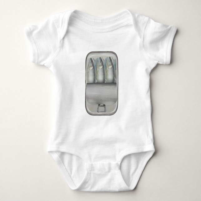 Body Para Bebê Sardinhas numa lata de estanho (Frente)