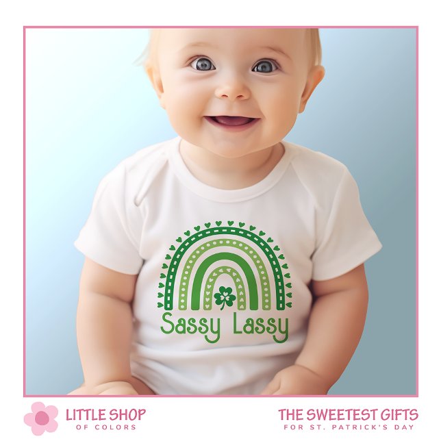 Body Para Bebê Sassy Lassy Rainbow Shamrock Dia de São Patrício G (Criador carregado)