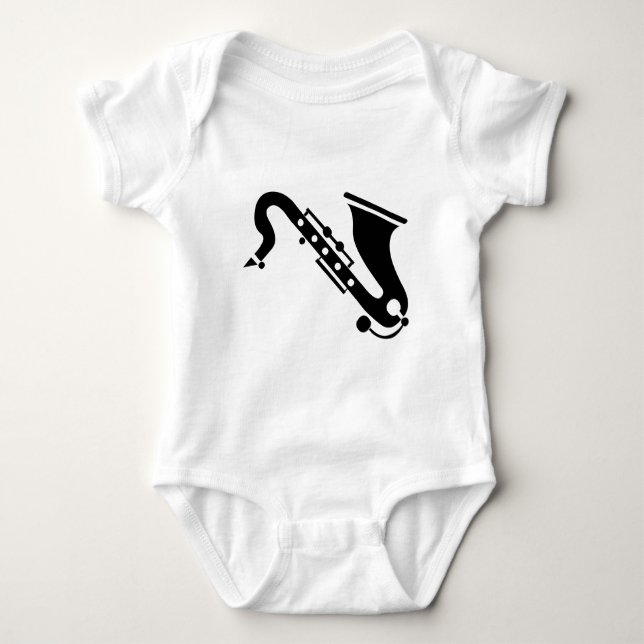 Body Para Bebê Saxofone - Preto (Frente)