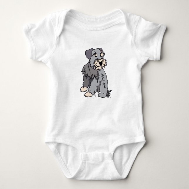 Body Para Bebê Schnauzer diminuto Scrappy do bebê (Frente)