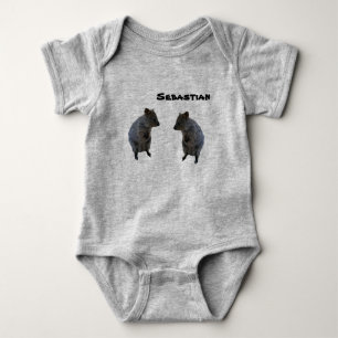 Body Para Bebê Sebastian Nome Com 2 Quokka Australiano, Bodysuit 