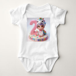 Body Para Bebê Segundo aniversário Feliz Unicórnio