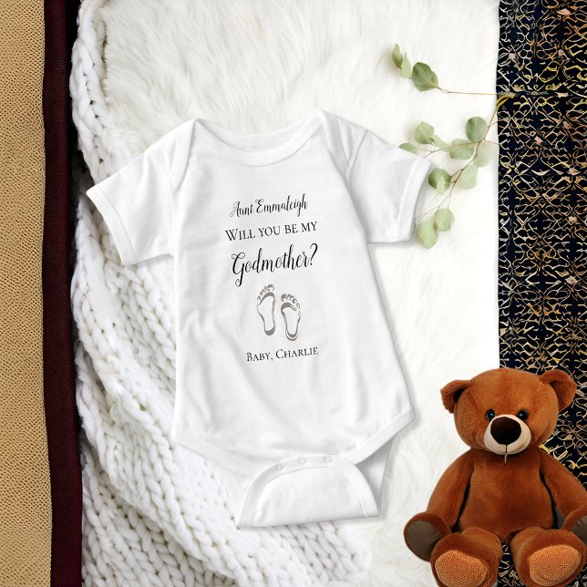 Body Para Bebê Seja Minha Madrinha Proposta Bebê Pés Bebê Roupa D (Criador carregado)