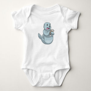 Body Para Bebê Selo com Peixe