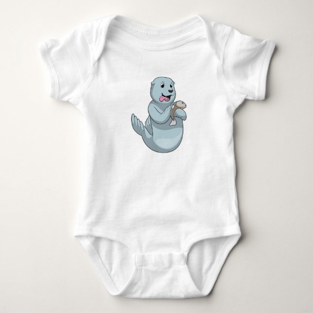 Body Para Bebê Selo com Peixe (Frente)