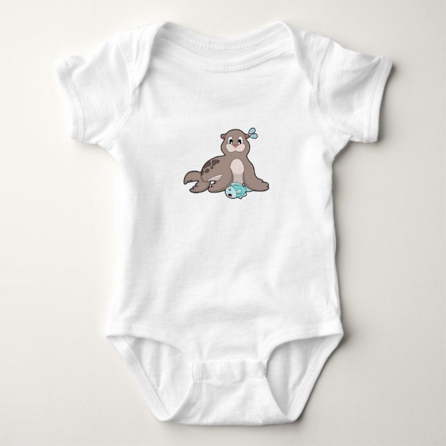 Body Para Bebê Selo com Peixe (Frente)