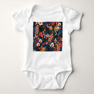 Body Para Bebê Selva Chic: Azul Escuro Exótico.