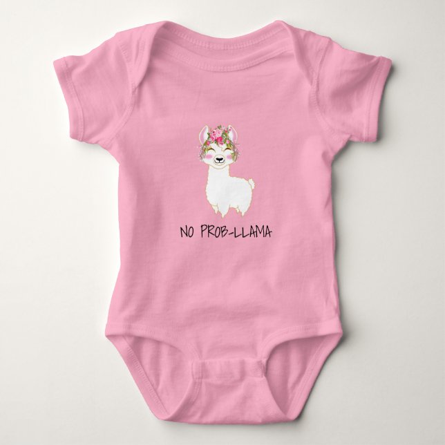 Body Para Bebê Sem Prob-Lama - Floral Rosa (Frente)