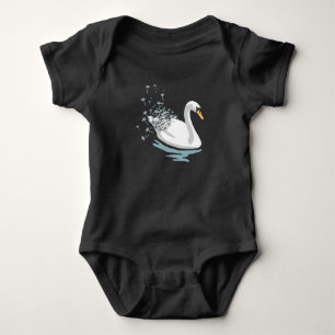 Body Para Bebê Sementes de Dente-de-Leão Cisne Branco Artístico C