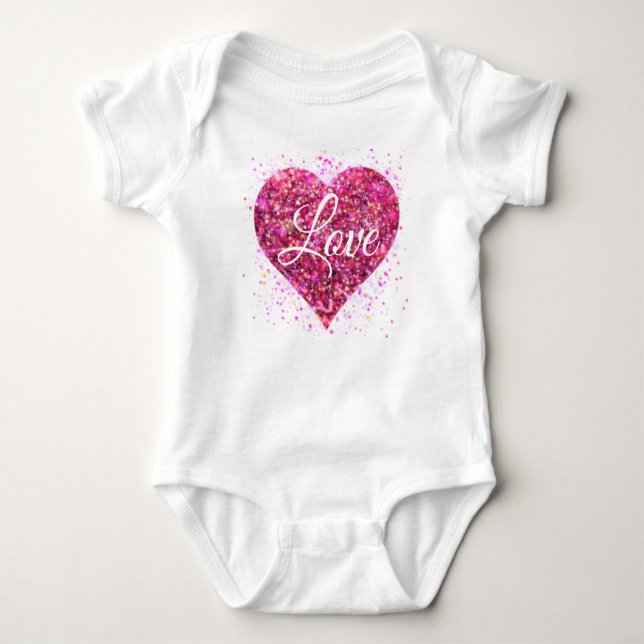 Body Para Bebê Sequências cintilantes cor-de-rosa, namorados de g (Frente)