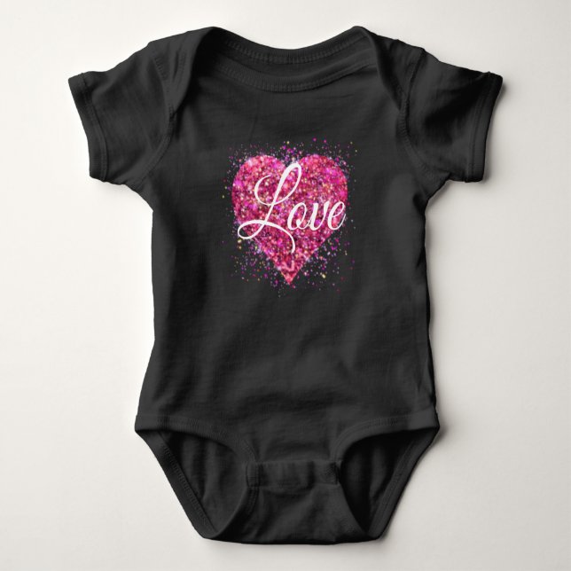 Body Para Bebê Sequências cintilantes cor-de-rosa, namorados de g (Frente)